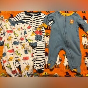 Koala Kids Blue and White Animal Print Footies